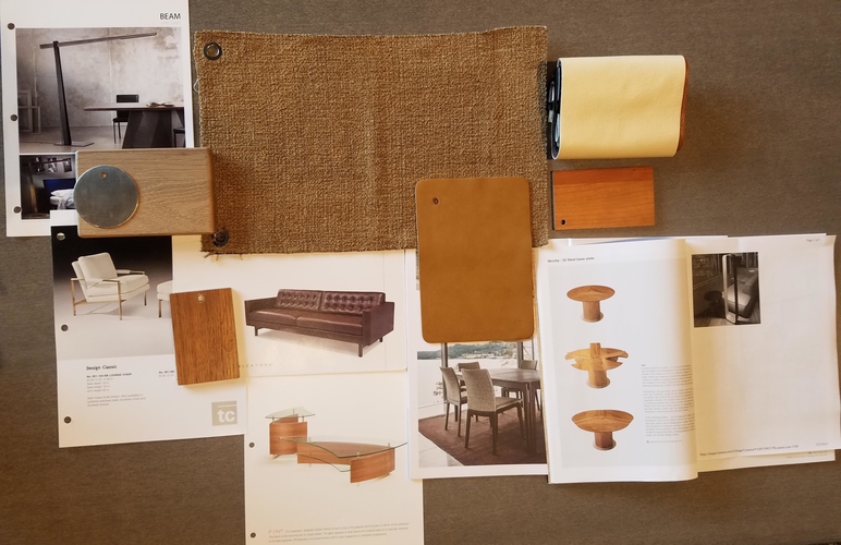 Fabric and color samples for furniture.