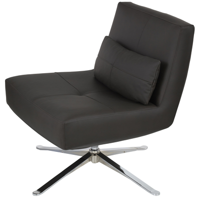 HUGO SWIVEL ACCENT CHAIR IN BLACK LEATHER