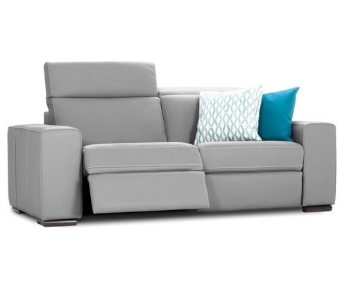 Seattle Motion Sofa in Light Gray Leather.