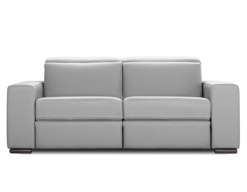 Seattle Motion Sofa in Light Gray Leather.